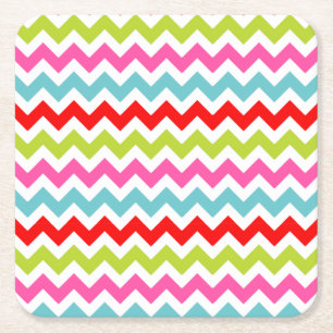 Porta-copo De Papel Quadrado Padrão de Chevron Festivo - Bandas de Férias Retro