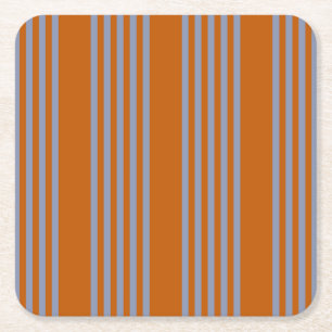 Porta-copo De Papel Quadrado Padrão de cinco faixas de cinza azul e laranja que