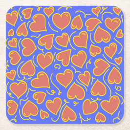 Porta-copo De Papel Quadrado Padrão de Corações Divertidos e Negros