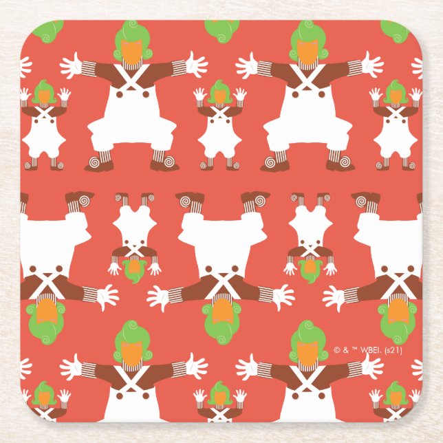 Porta-copo De Papel Quadrado Padrão de dança Oompa Loompa (Frente)