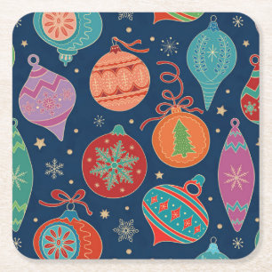 Porta-copo De Papel Quadrado Padrão de Decoração de Árvore de Natal Dourada