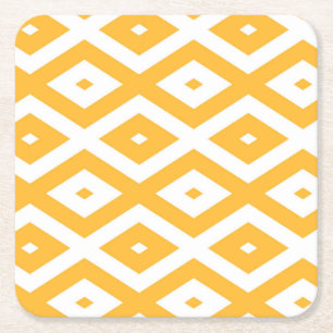 Porta-copo De Papel Quadrado Padrão de diamante amarelo sunny e branco