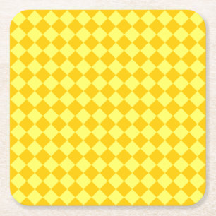 Porta-copo De Papel Quadrado Padrão de Diamante de Combinação Amarela por ST