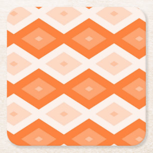 Porta-copo De Papel Quadrado Padrão de diamante de laranja