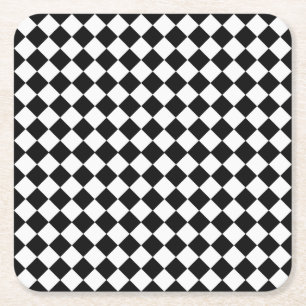 Porta-copo De Papel Quadrado Padrão de diamante preto e branco por Shirley Tayl
