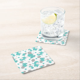 Porta-copo De Papel Quadrado Padrão De Elefantes Azuis, Elefantes Cutes, Estrel