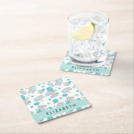 Porta-copo De Papel Quadrado Padrão De Elefantes, Elefantes Bonitos, Seu Nome