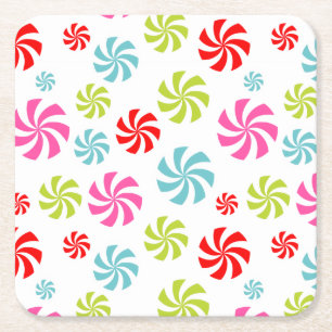 Porta-copo De Papel Quadrado Padrão de espiral da hortelã-pimenta - Design doce