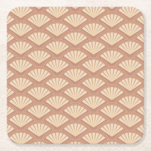 Porta-copo De Papel Quadrado Padrão de estilo Art Deco na cor rosa