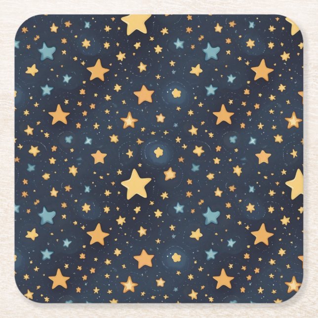 Porta-copo De Papel Quadrado Padrão de estrelas (Frente)