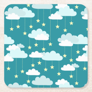 Porta-copo De Papel Quadrado Padrão de estrelas e nuvens caindo