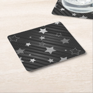 Porta-copo De Papel Quadrado Padrão de estrelas pretas