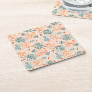 Porta-copo De Papel Quadrado Padrão de felicidade botânica