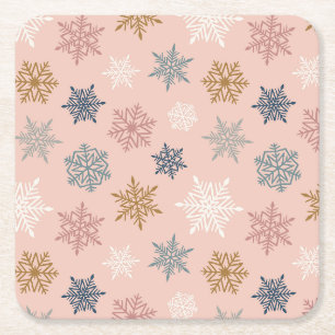 Porta-copo De Papel Quadrado Padrão de floco de neve multicolorido – Natal de i