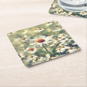 Porta-copo De Papel Quadrado Padrão de Flor das Dísidas de Verão Coloridas e