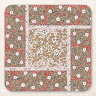 Porta-copo De Papel Quadrado Padrão de Flor de Ilustração de Rosa