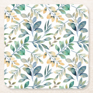 Porta-copo De Papel Quadrado Padrão de Flor Rosa e Roxo Elegante Quadrado Pape