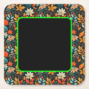 Porta-copo De Papel Quadrado Padrão de Flores Exóticas Florais