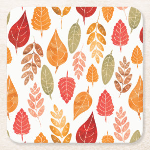 Porta-copo De Papel Quadrado Padrão de Folhas de outono pintadas