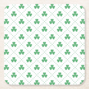 Porta-copo De Papel Quadrado Padrão de Folhas de Trevo Dia de São Patrício-5322