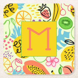 Porta-copo De Papel Quadrado Padrão de Fruta moderno