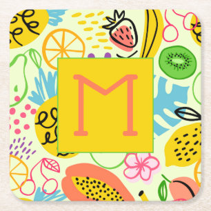Porta-copo De Papel Quadrado Padrão de Fruta moderno