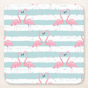 Porta-copo De Papel Quadrado Padrão de Fundo Flamingo Exótico