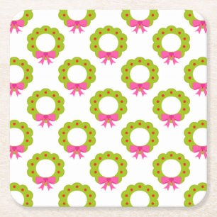Porta-copo De Papel Quadrado Padrão de Grinalda de Natal – Design de Férias com