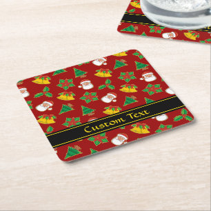 Porta-copo De Papel Quadrado Padrão de Ícones de Natal