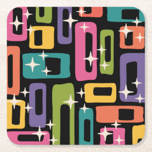 Porta-copo De Papel Quadrado Padrão de Idade Atômica do Abstrato do MCM Retroat