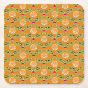 Porta-copo De Papel Quadrado Padrão de Ilustração Tradicional Indiana.
