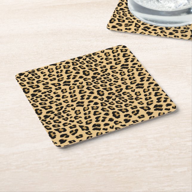 Porta-copo De Papel Quadrado Padrão de impressão do Leopard (Inclinado)