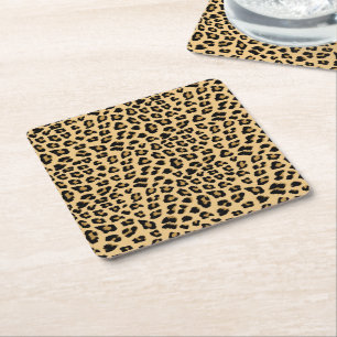 Porta-copo De Papel Quadrado Padrão de Impressão do Leopardo Cute