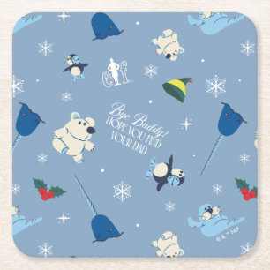 Porta-copo De Papel Quadrado Padrão de inverno "Bye Buddy" dos amigos animais
