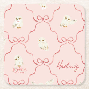 Porta-copo De Papel Quadrado Padrão de Laço Rosa Hedwig