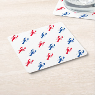 Porta-copo De Papel Quadrado Padrão de lagosta azul e branco-vermelho patriót