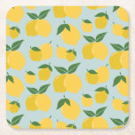 Porta-copo De Papel Quadrado Padrão De Limão Fruta Retroativa Amarelo Em Verde<br><div class="desc">Impressão de Fruta de retrô - Padrão de limão - Amarelo em verde.</div>