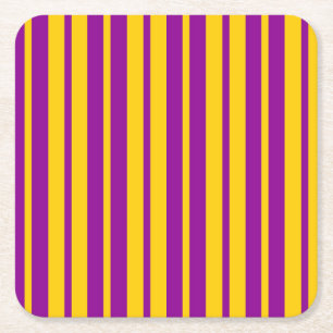 Porta-copo De Papel Quadrado Padrão de Listras Elegantes Roxo e Amarelo