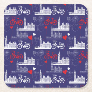 Porta-copo De Papel Quadrado Padrão de marcas de Londres