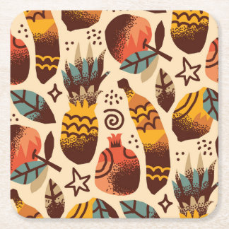 Porta-copo De Papel Quadrado Padrão de mistura de Frutas tropical colorida