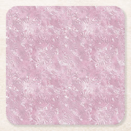 Porta-copo De Papel Quadrado Padrão de Moire de Seda Marmorizada em Rosa Empoei