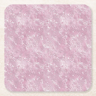 Porta-copo De Papel Quadrado Padrão de Moire de Seda Marmorizada em Rosa Empoei