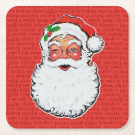 Porta-copo De Papel Quadrado Padrão de Natal Clássico de Natal do Papai Noel Pi