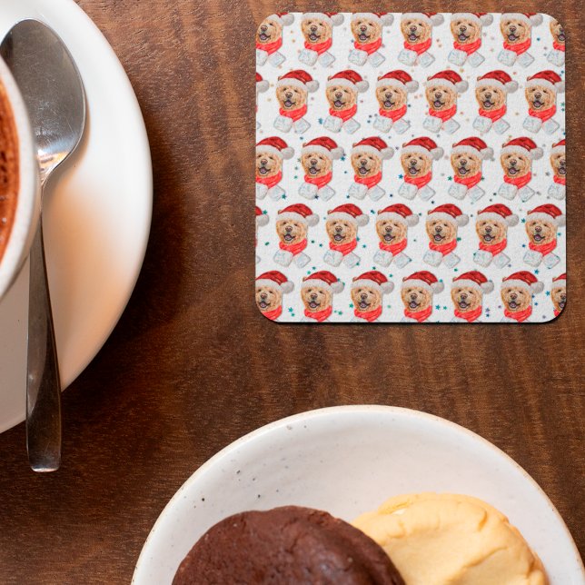 Porta-copo De Papel Quadrado Padrão de Natal do Cão-de-Vaca Bonito (Criador carregado)