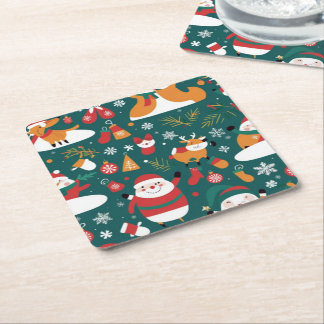 Porta-copo De Papel Quadrado Padrão de Natal para o azulejo