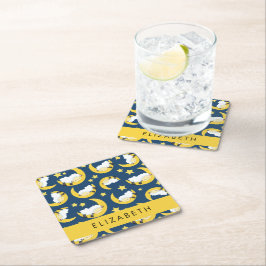 Porta-copo De Papel Quadrado Padrão De Ovelha, Ovelha Dormindo, Lua, Seu Nome