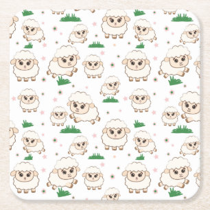 Porta-copo De Papel Quadrado Padrão de Ovinos Reproduzível