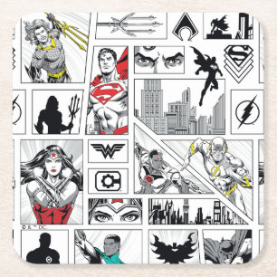 Porta-copo De Papel Quadrado Padrão de Painel Heroico da Liga da Justiça