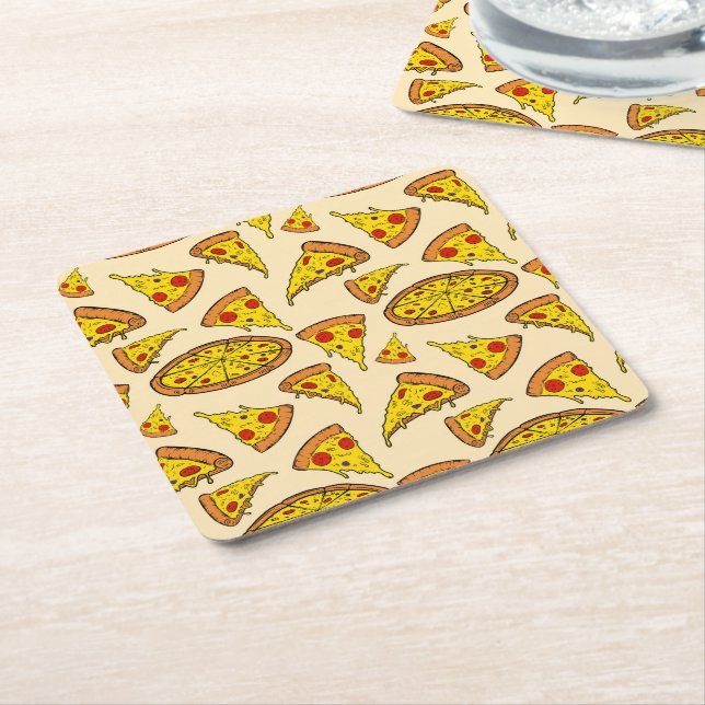 Porta-copo De Papel Quadrado Padrão de Pizza de Queijo de Fusão (Inclinado)