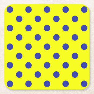 Porta-copo De Papel Quadrado Padrão de Pontos Polka Amarelo Azul Design 
